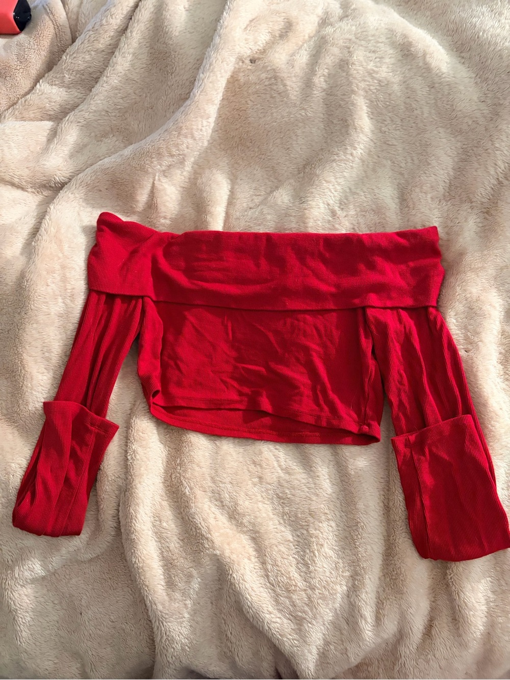 Garage Off-Shoulder Red Crop Top